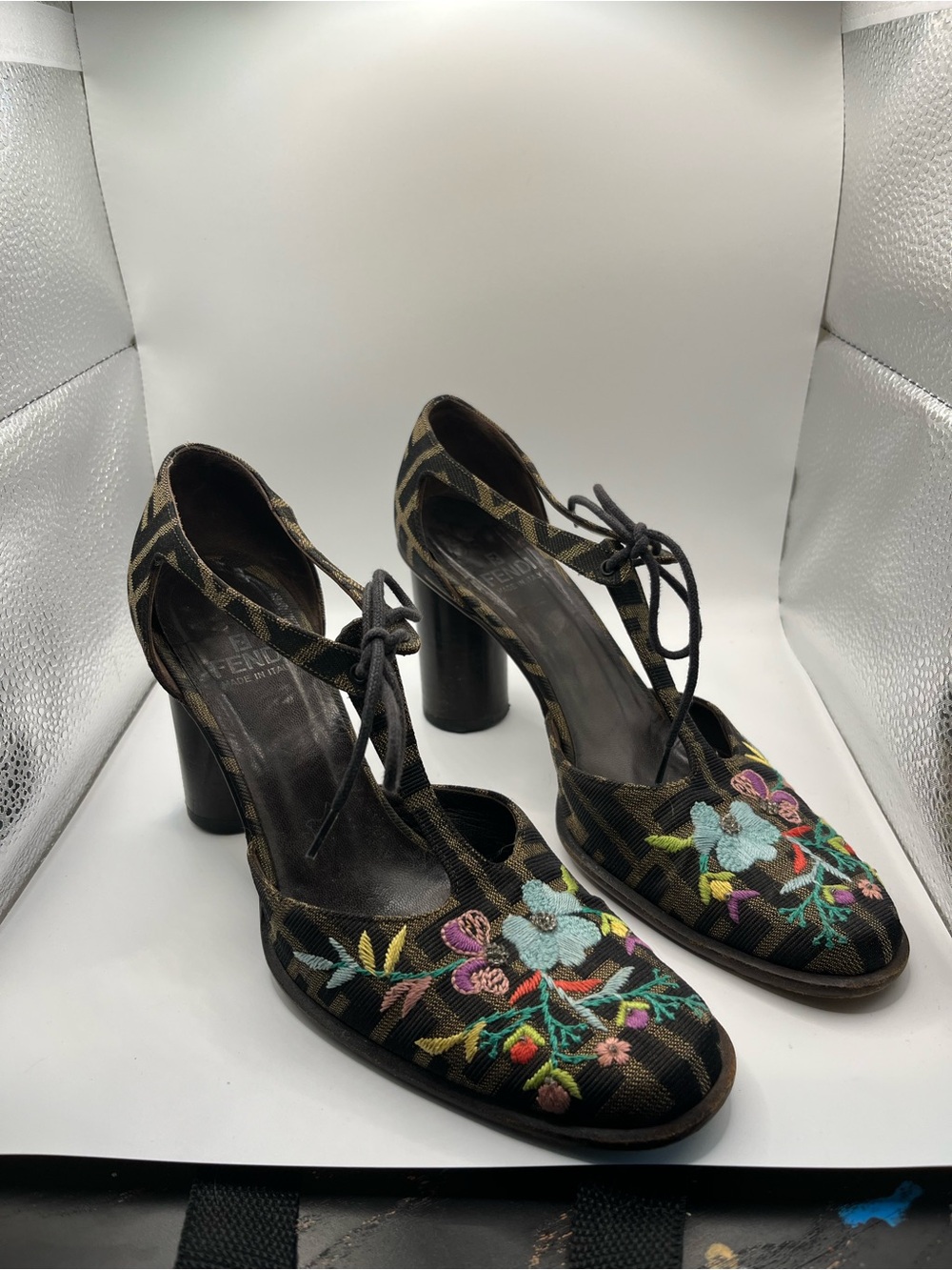 Fendi Floral Zucca Heels